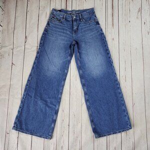 American Eagle Jeans Womens 4 Long Blue Low Rise Ultra Baggy Wide Leg Strigid